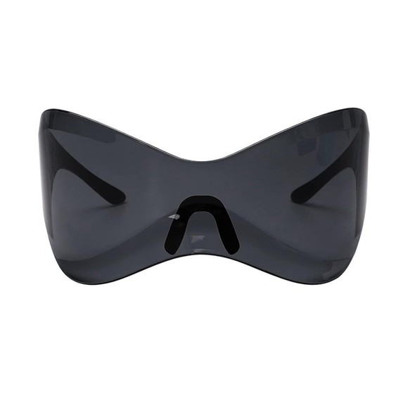 Black Futuristic Sunglasses for Men Women Oversized Wrap Around Shield Fashion - Picture 1 of 8